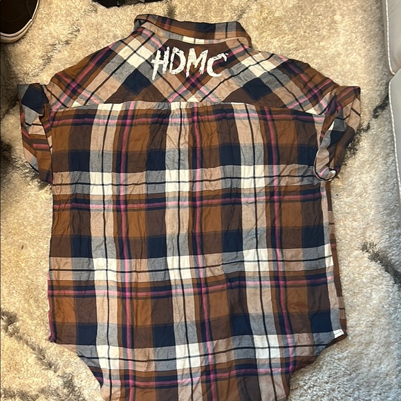 Harley-Davidson Blue and Brown Casual Button Down Shirt - Picture 7 of 7